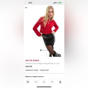 Stradivarius knit cardigan with gold buttons red